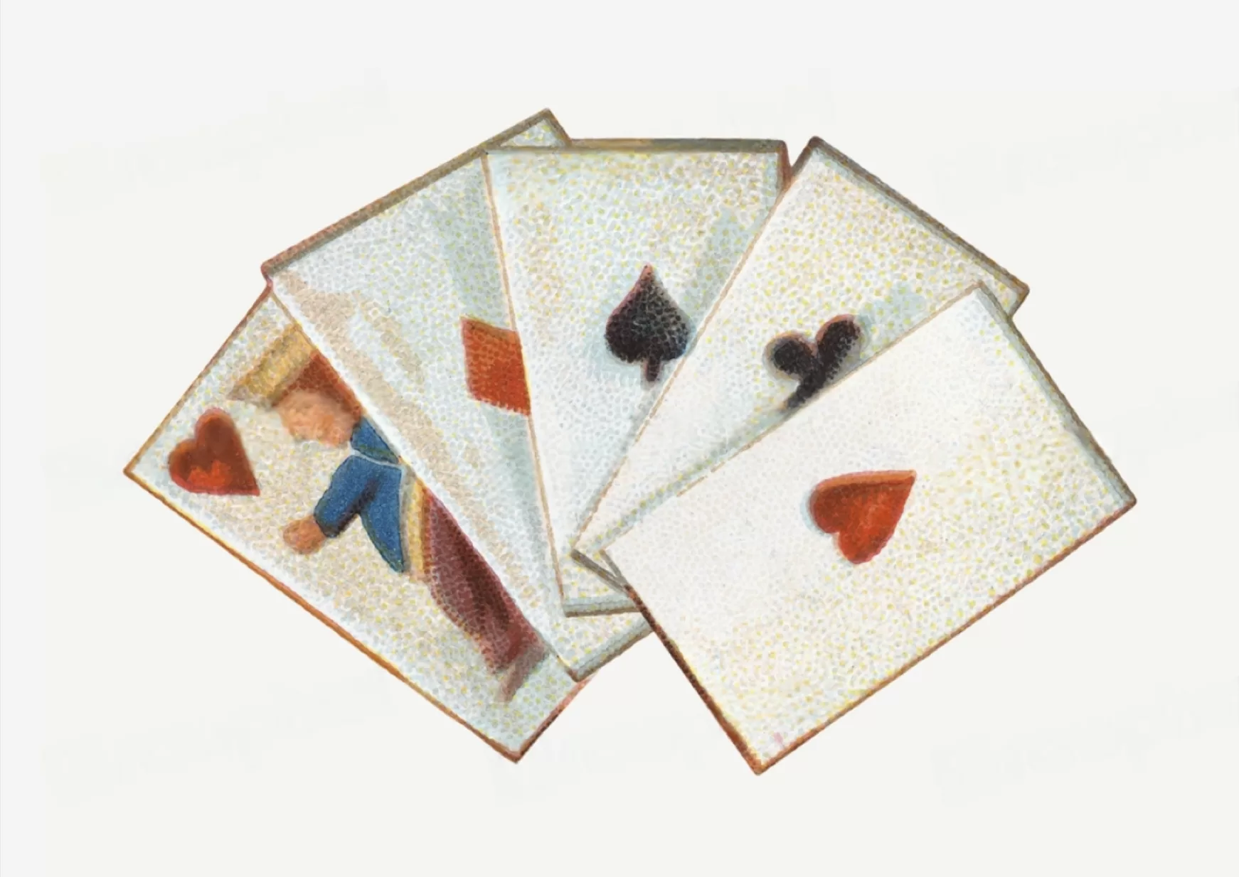 Painting of 4 Playing Cards Fanned Out Instilling a sense of wonder and magic