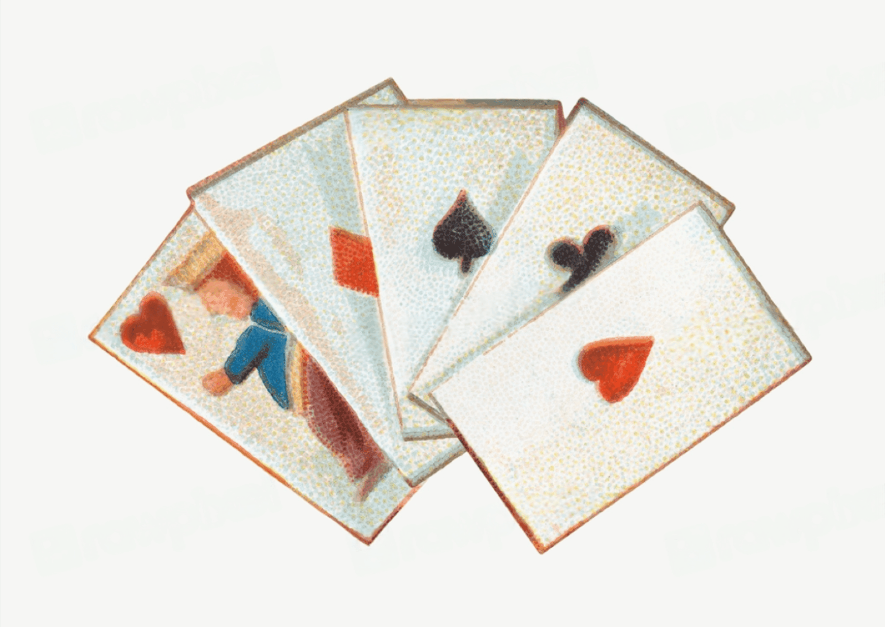 Painting of 4 Playing Cards Fanned Out Instilling a sense of wonder and magic