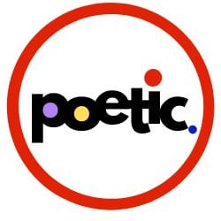 logo for poetic.ie website. Surrounded by a red circle