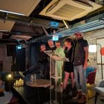 Spoken word artists Kalle Ryan, Dave Hynes, Jan Brierton, Livvie O'Toole, Robert / Robbie Sheehan onstage at The Factory in Bolands Mills.