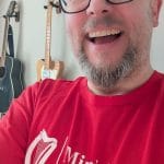 Photo of Kalle Ryan with a red t-shirt : Minister for Creativity
