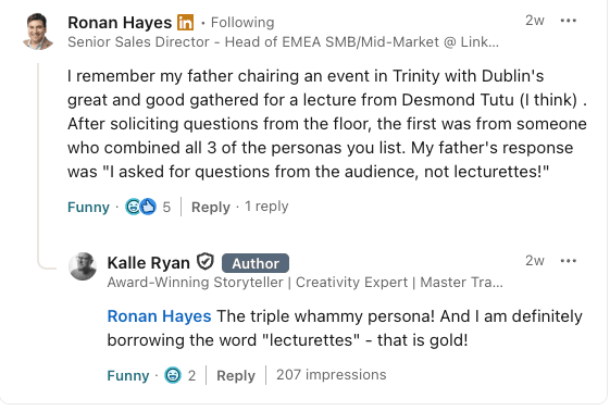 LinkedIn response about bad Q&A questions 1